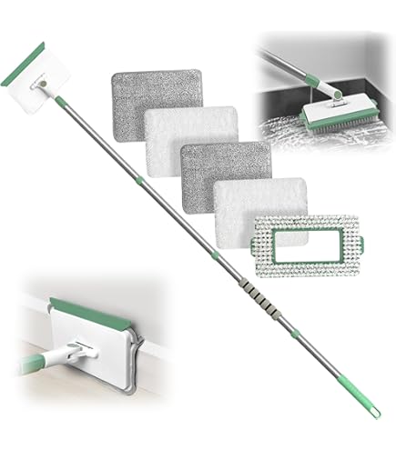 Wischmopp Mit Druck Klemm System - 4 Mikrofasertücher Ohne Händewaschen