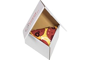 Rainbow Socks - Pizza Socks Box Slice Pepperoni - Hommes Femmes Chaussettes - Cadeau Pour les Amateurs de Pizza - 1 paire