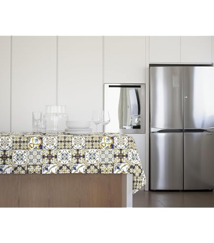 Tovaglia Antimacchia E Idrorepellente Rigata Blu – 140x230 Cm, Adatta Per Tavoli Rettangolari Da 8/10 Posti