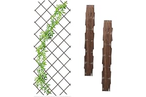Relaxdays Rankgitter ausziehbar, 3er Set, Rankhilfe Kletterpflanzen, 180x90 cm, Garten, Balkon, Terrasse, Holz, braun