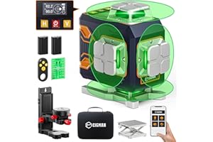 Kreuzlinienlaser 4x360, CIGMAN APP Intelligente Kontrolle Selbstnivellierend Laser Wasserwaage, mit Wiederaufladbarer Lithium-Batterie, Baulaser Kreuzlaser Grün für Innenbereich Bauste, (CM-S02)