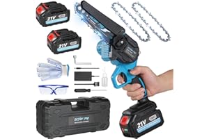 DETLEV PRO Mini akumulatorowa piła łańcuchowa do przycinania z bateriami 8000 mAh, 6-calowa piła łańcuchowa do przycinania z blokadą bezpieczeństwa i automatycznym systemem oleju do cięcia drewna