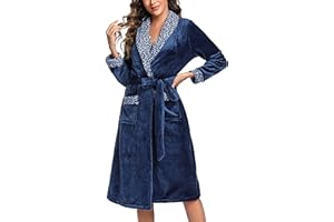 Marvmys Robe De Chambre Femme En Polaire Douce Peignoir De Bain Femmes Vêtements En Tissu Éponge Absorbant Avec Poche Et Ceinture à Col En V Imprimé Léopard