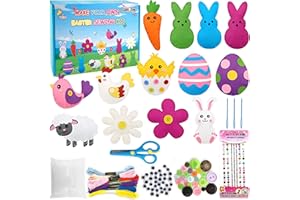 Lets Joy Set da Cucito in Feltro per Bambini, Pasqua Kits di Artigianato, Kit da Cucito Pasqua Della Feltro, Pulcino di Pasqua in Feltro, Coniglietto di Pasqua, Confezione da Cucito in Feltro (A)