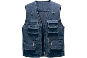 Oralidera All'aperto Gilet da Pesca Traspirante da Uomo Multi-Tasche Fotografico Casuale Panciotto Campeggio Pesca Gilet Air Tempo Libero Giacca da Uomo