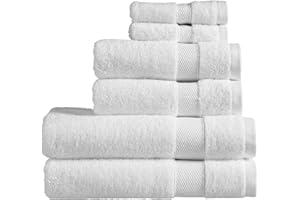 Christy Refresh Bath Towel Set | Set of 6 | 2 Bath 2 Hand 2 Face | Quick Dry | Gentle Pastel Tones | Soft Absorbent Bathroom Towels | 100% Cotton 550GSM | White