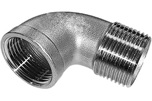 MegaHaustechnik Winkel 90° Grad aus V4A Edelstahl 1 1/2" Zoll Innengewinde Außengewinde IG x AG DN40 Gewinde Fitting Trinkwasser geeignet Rohr Verschraubung Kupplung Bogen L Stück VA INOX