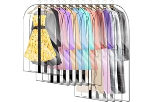 PWSAP 12 Piezas Fundas de Ropa, Transparente Bolsa de Ropa A Prueba de Polvo, Impermeables y con Humedad, Funda Abrigo Ropa Trajes Lavable y Diseño de Cremallera para Vestidos de Fiesta, Trajes, Abrigos,etc