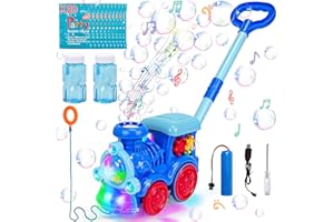 Goenb Máquina Automática De Burbujas, Tren Musical De Burbujas con Luz para Niños con 20 Burbujas Concentradas De Solución