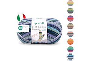 ‎GRÜNDL Gründl Wolle Hot Socks Madena 4-fach - Sockenwolle für 1 Paar Socken - Sockengarn - Weich und hautfreundlich - 75% Schurwolle, 25% Polyamid - 1 Knäuel 100 g / 420 m -Nadelstärke 2,5 - 3 - Blau