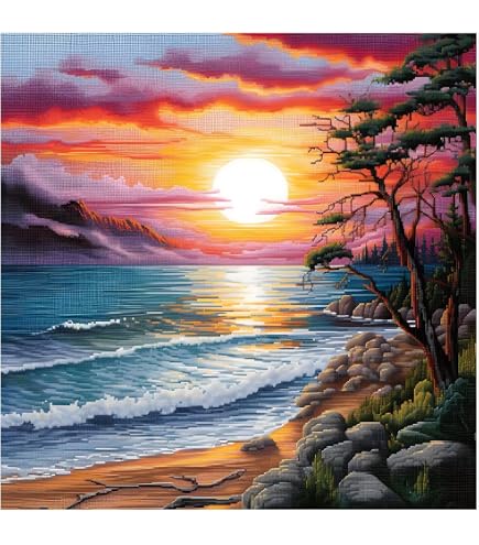 Kit Broderie Point De Croix 36x36 Cm Pré-Imprimé - Quotes Mer Adulte Débutant 11CT