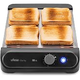 Ufesa Barley Flat Toaster, 900W with 3 Quartz Resistors, Stainless Steel Horizontal Toaster, XL Size for 4 Slices, 7 Levels,