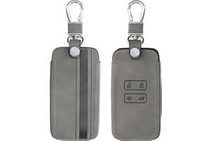 kwmobile Funda Compatible con Renault Llave de Coche Smart Key de 4 Botones (Solo Keyless Go) - Case de Piel de Nobuck sintética para Mando de Coche - Rally Gris