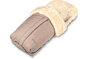 Fellhof 108308 Lammfell Fußsack Cortina, Oeko-TEX® Zertifiziert, 45x97 cm, Wind- und wasserdicht, waschbar bis 30°C, Öffnung am Fußende (beige-Melange)