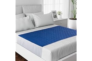 Lynmark® Waterproof Bed Protector with Tuck-In Flaps - Washable Bedwetting & Incontinence Sheets Absorb Up to 2L - Leak-Proof OEKO-Tex Certified Cotton Mattress Pad for Double Beds - 135x85cm, Navy
