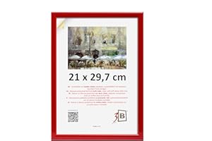 3-B Cadre de l'image ULM 21x29,7 cm (A4) - rouge - cadre photo en bois, avec verre acrylique