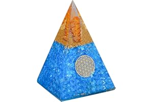 JAGPAROVA Nubian Meditation Pyramid - Aquamarine Gemstone Orgonite Pyramid - Energy Generator Orgone Pyramid - Stones And Crystals - Pyramid Crystal Charger - Office Desk Decor - Decoration Items
