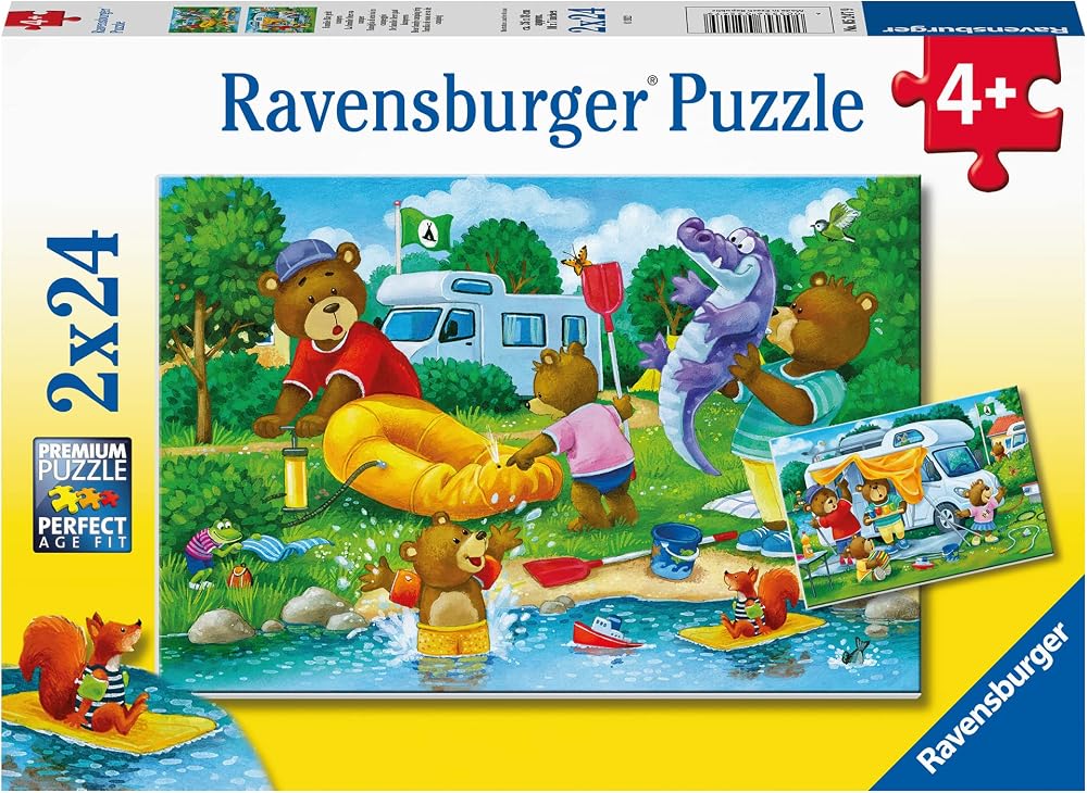 Ravensburger 2x24 Parçalı Puzzle Ayı Ailesi Kampta