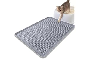 Ycozy Alfombra Gatos Arenero de Silicona, 68x50cm, Alfombrilla Arenero Gato de Goma, Tapete de Silicona de Grado Alimenticio, Impermeable, Fácil de Lavar, Base Antideslizante