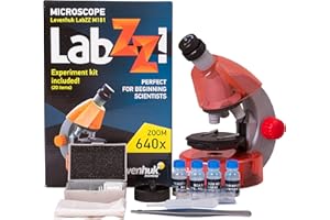 Levenhuk LabZZ M101 Orange STEM Microscopio per Bambini con Zoom 640x, Luce a LED, Kit Scientifico Giocattolo Portatile di Vetrini Preparati, Strumenti di Laboratorio, Guida con Esperimenti (IT)