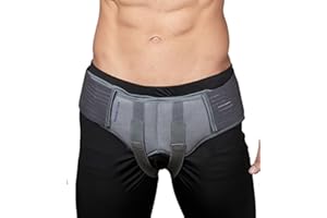 Wonder Care Ernia inguinale per doppia ernia o ernia sportiva e riabilitazione post-chirurgica, con 2 cuscinetti di compressione rimovibili e cinghie inguinali regolabili, grigio, L