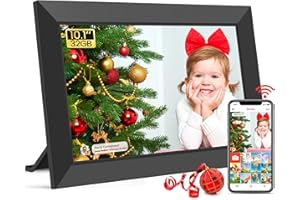 WONNIE Frameo WLAN Digitaler Bilderrahmen 10,1 Zoll, HD 1280 * 800 IPS Touchscreen Elektronischer FotoRahmen mit 32GB Speicher, Auto Drehung, Einfache Weitergabe von Fotos Videos über Frameo App