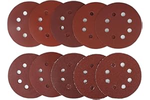 KUHAJANCOOD 100 PCS Sanding Discs, 125 mm / 5 Inch 8 Hole Hook and Loop Sanding Pads, 40 60 80 100 120 150 180 240 320 400 Mixed Grits Sanding Discs