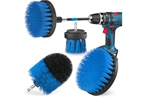 Holikme Bürstenaufsatz Bohrmaschine Set, 5 Stück Bürstenaufsatz Akkuschrauber Bürste Drill Brush, Leistungsstarke Bohrbürste Reinigungsbürste für Felgen/Fliesen/Küche/Böden/Auto/Badewanne, Blau