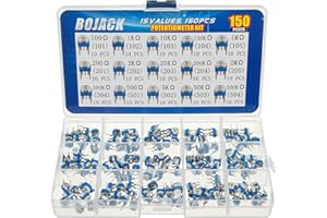 BOJACK 15 Werte 150 Stück 100 Ohm - 2 M Ohm variabler Widerstand 6 mm Potentiometer Klassifizierung Anzug paket in einer durchsichtigen Kunststoffbox