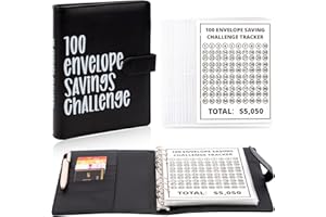 BAFIWU Risparmia Il Denaro Challenge, Money Binder, 100 Envelope Challenge Budget Binder, A5 Budget Planner Organizer Soldi Raccoglitore Soldi e Tracciatore per la Sfida di Risparmio di $5.050 (Bianco)