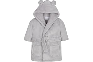 Metzuyan Baby Boys & Girls Unisex Dressing Gown (Ages 6-24 Months) Soft Plush Flannel Fleece Hooded Bath Robe
