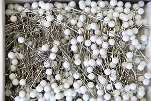 TELLISWELT 1000 spilli con capocchia in plastica di colore bianco Spilli lunghi 32 mm, per il fai da te.