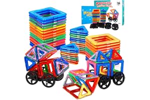 JUQG 56 st magnetiska byggklossar set, pedagogiska byggklossar leksaker, magnetiska byggleksaker - perfekt present till 3 4 5 6 7 8 pojkar flickor