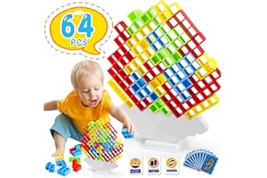 VICTERR 64PCS Spiel, Tetris Balance Spielzeug Tower Game, Kreatives Stapelspiel, Stapelblöcke Balancing Spiel für Jungen und Mädchen ab Jahre 3 +