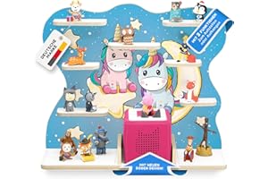 ‎STADTECKEN stadtecken Holzregal für Musikbox I Geeignet für die Toniebox und ca. 50 Tonies I Perfekte Tonie Aufbewahrung im Kinderzimmer I Zum Aufstellen oder Aufhängen (Nachteule, Groß)