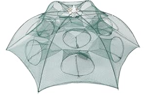 Clispeed Rete Pesca Forma Ombrello Pieghevole per Pesce Gamberi Minno Granchi Esche (Twelve Entrance)