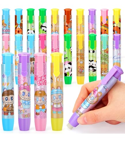 Gommes Colorées JIANTA Lot De 12 - Gomme Crayon 6 Couleurs Pour Enfants Et Bureau