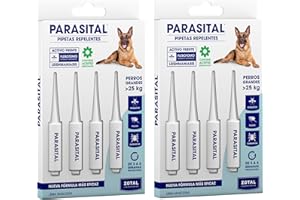 Zotal Parasital Pipetas para Perros Grandes - Pack 2 Blíster de 4 Pipetas (8 en Total) - Protección Pulgas, Garrapatas y Mosquitos - 3 a 6 Semanas por Pipeta - Repelente Natural - Fácil Aplicación-