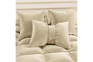 PETTI Artigiani Italiani - Cuscini Arredo in Velluto con Imbottitura, Cuscino per Camera da Letto, Divano Salotto, con Federa a Sacco, Fiocco Panna - 50 x 40 cm