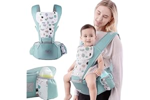 Wsndm Ergonómico Con Asiento Mochila Portabebés, 6 En 1 Correa Multifuncional Para Bebés, Puro Algodón Ligero y Transpirable, Toallas Con Saliva, Ajustable, Para Recién Nacido a 21kg