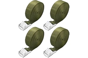 JYSDCXC Pas mocujący 7 m - 4 pasy mocujące z zapięciem zaciskowym, zestaw pasów mocujących do bagażników motocyklowych - bardzo wytrzymały pas mocujący z grzechotką, standard DIN EN 12195-2