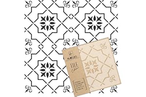 NL NAKLEO ART & WALL DECOR NAKLEO Aveleda Pochoir à Carreaux en Plastique Réutilisable - 33x33cm - Espagnol Floral Mauresque - Marocain Géométrique - Pavé Blocs Béton Sol Mur Peinture Gabarit Bois