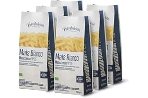 Bontasana· Maccheroni 100% Farina Di Mais Bianco- Pasta Senza Glutine, Trafilata A Bronzo Ed Essiccazione Lenta A Bassa Temperatura con le fondamenta di una Pasta Biologica Italiana- 6 x 250gr