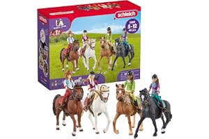 schleich HORSE CLUB | Ridäventyr 72221 | 4 rörliga figurer och 4 hästar | Perfekt present till flickor och pojkar | Hästleksak för barn från 5 år