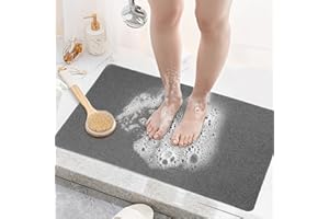 LY4U Tappetino da Doccia Antiscivolo Tappetino da Bagno in Morbido Luffa Antimuffa in PVC per Box Doccia Bagno, 50x80cm Grigio
