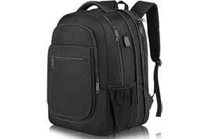 MATEIN Travel Laptop Backpack, Large Expandable Rucksack 15.6 Inch with USB Charging Port, Anti Theft Business Backpack for Men Women, Water Resistant Laptop Bag for School College Work, Black