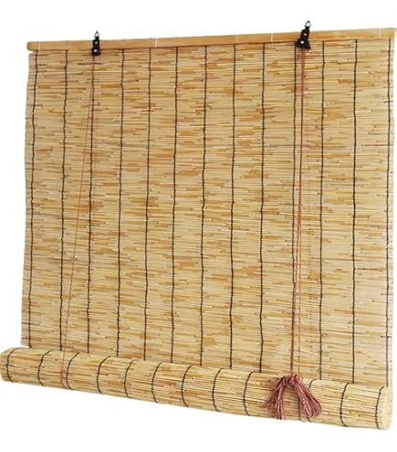 Bamboe rolgordijn, natuur, retro, vouwgordijn, bamboe rolgordijn, lichtfilterrolgordijn voor ramen, deuren, inkijkbescherming, weerbestendig, hout, zonwering voor terras, tuin, balkon, met beslag (50 Bamboe rolgordijn, natuur, retro, vouwgordijn, bamboe rolgordijn, lichtfilterrolgordijn voor ramen, deuren, inkijkbescherming, weerbestendig, hout, zonwering voor terras, tuin, balkon, met beslag (50