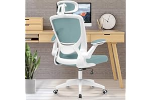 KERDOM Silla de Oficina ergonómica, Transpirable con reposacabezas Ajustable, reposabrazos, función basculante hasta 135°, Silla ejecutiva de Malla
