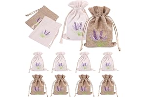 JAMSSOW 8 Bolsas de Lavanda Vacías para Rellenar - Acolchadas de Algodón y Lino Con Cordón para Joyas, Bodas, Especias, Hierbas
