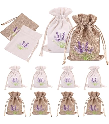 VMINOG Pochon Tissu 50 Pièces Sachets En Jute 7 X 9 Cm,Réutilisable Sac Tissu Cordon,Pochettes En Lin,Sachet Lavande Vide,Pochette Cadeau,Pour Bijoux, Mariages, Noël
